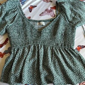 Hollister Green Blouse Elegant Top